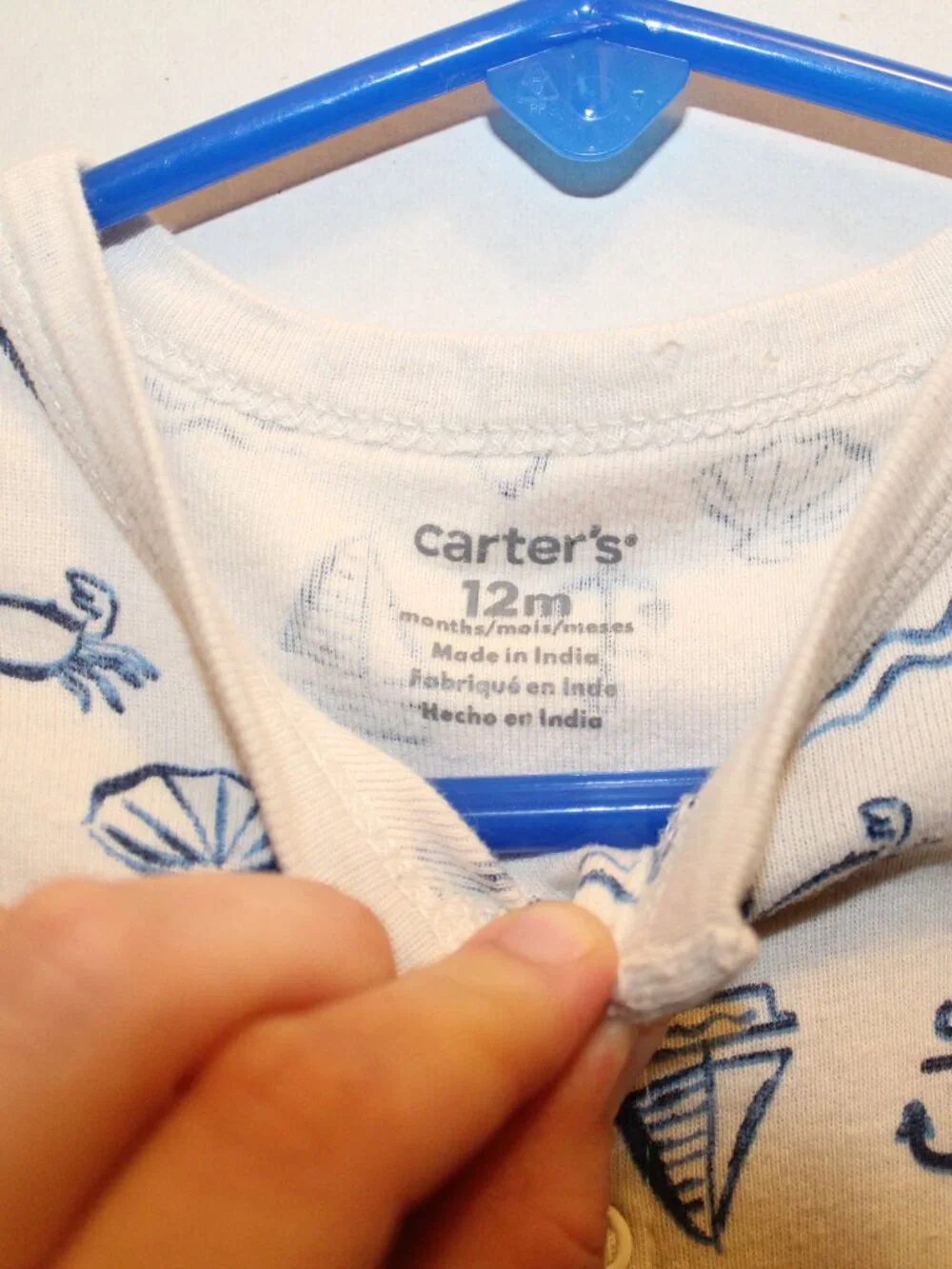 12m Baby Sea Print Snap-Up Cotton Romper